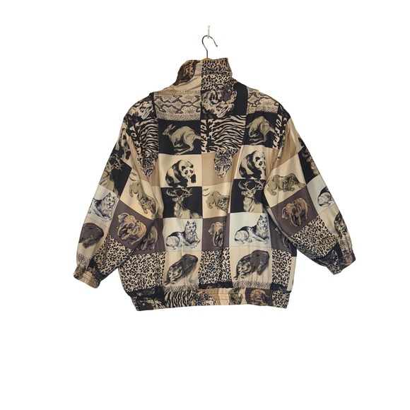 Vintage Fuda International Silk Animal Print Bomber Jacket Unique‎ Lightweight L - Picture 5 of 11